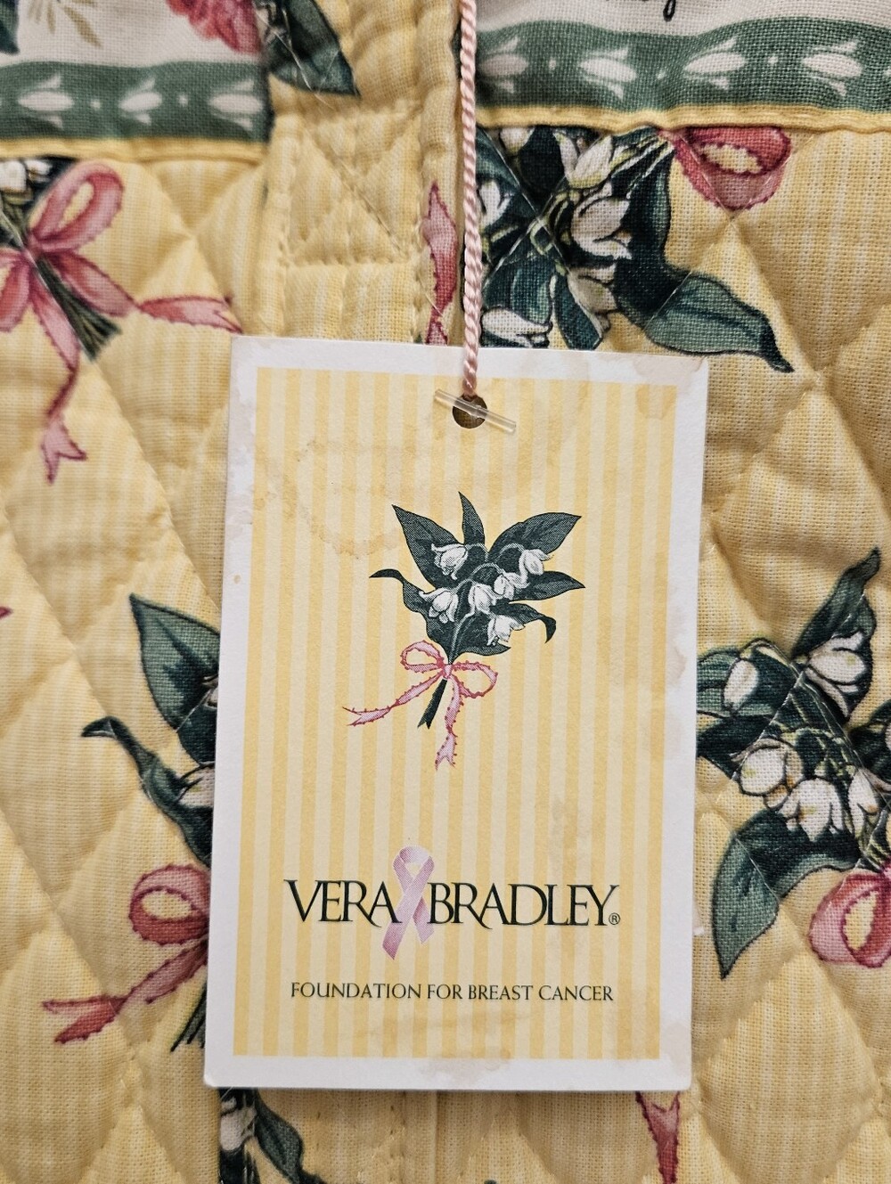 Vera Bradley Villager Hope Lily of the Valley Yellow Quilted Floral Tote Bag Vtg - Picture 15 of 16